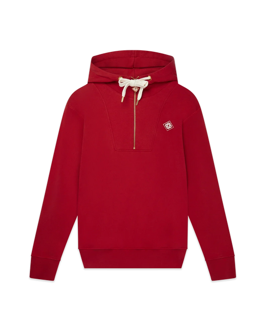 Red Half Zip Hooded Sweatshirt