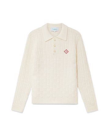 Column Knit Polo Shirt