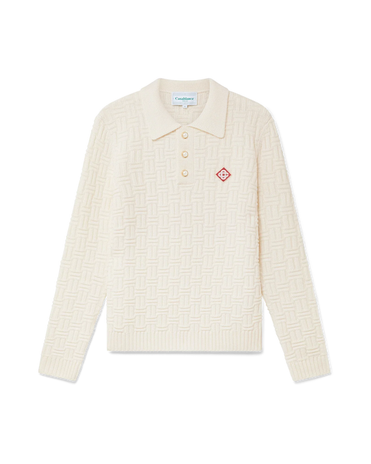 Column Knit Polo Shirt