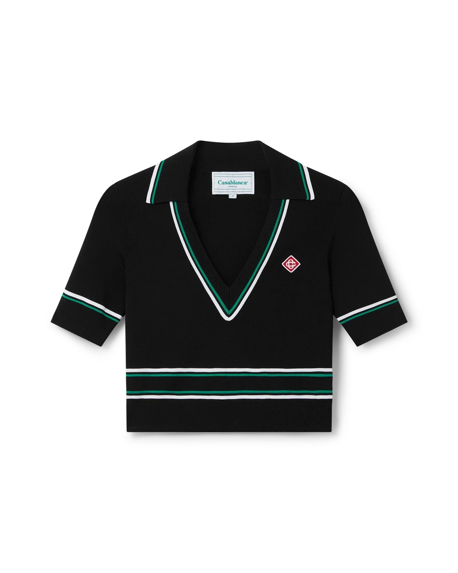 Cropped Knit Polo Shirt